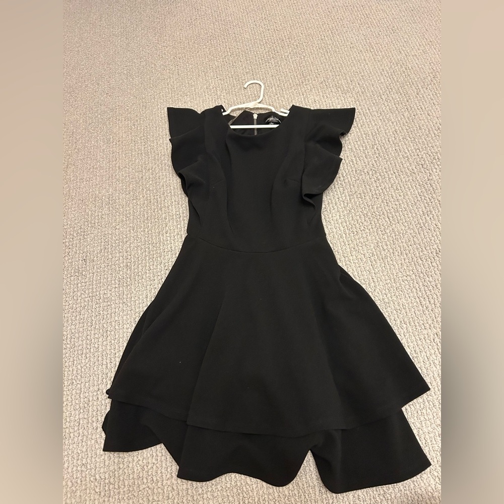 Black midnight doll mini dress ruffle sleeve